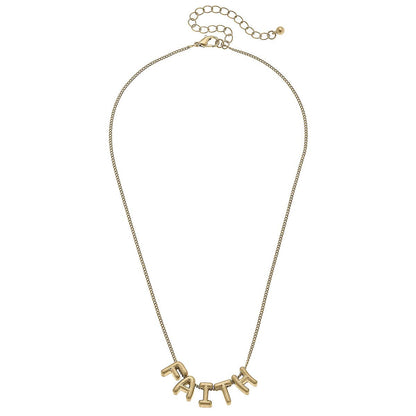 Bubble Letter Necklace in Worn Gold
