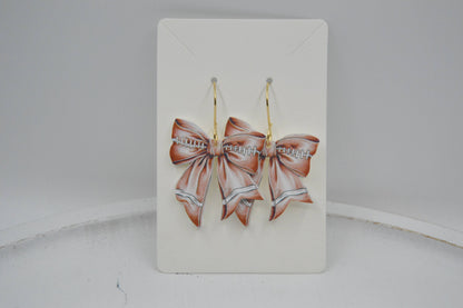 Football Coquette Bow Acrylic Earrings, sports, gameday