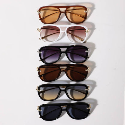 Women's Retro Chain Temple Aviator Sunglasses