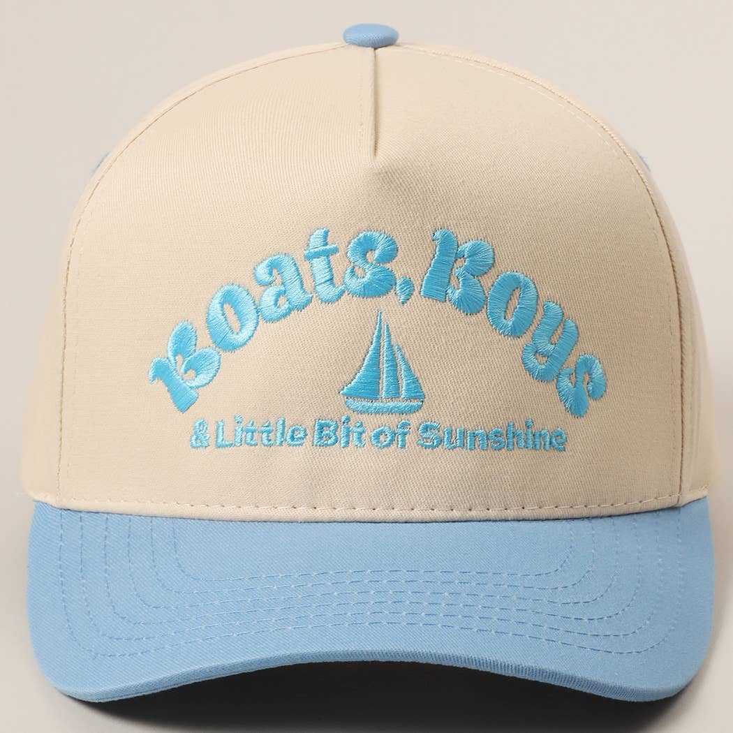 Boats, Boys Text Embroidered Two-Tone Trucker Hat