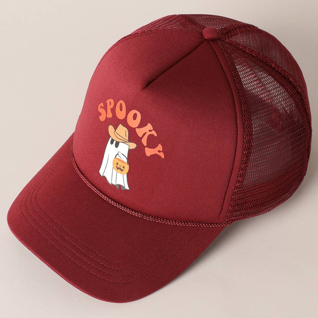 Spooky Ghost Printed Halloween Trucker Hat