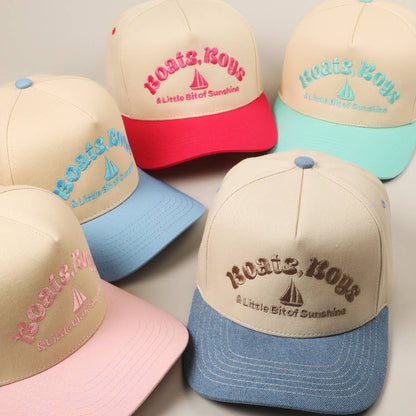 Boats, Boys Text Embroidered Two-Tone Trucker Hat