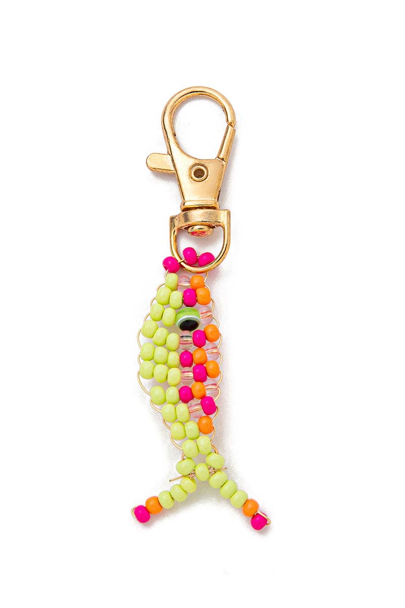 Beaded Charm Keychain with Clasp