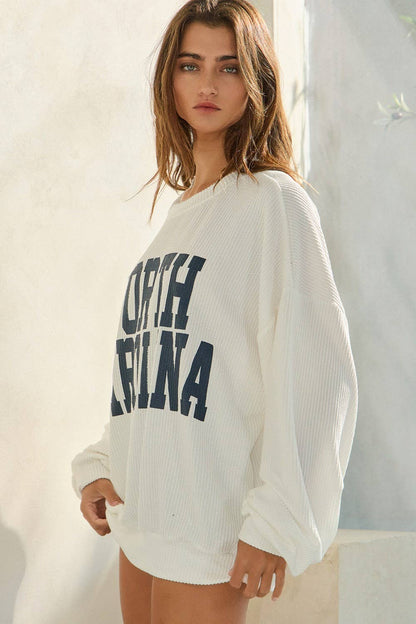 T1770-NC 'NORTH CAROLINA' Oversized Graphic Sweatshirt