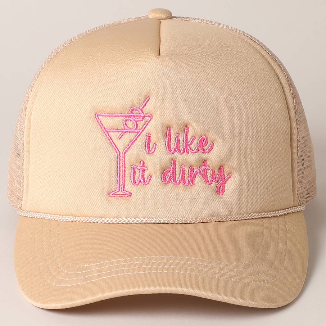 Cocktail Texts Embroidery Mesh Back Trucker Hat