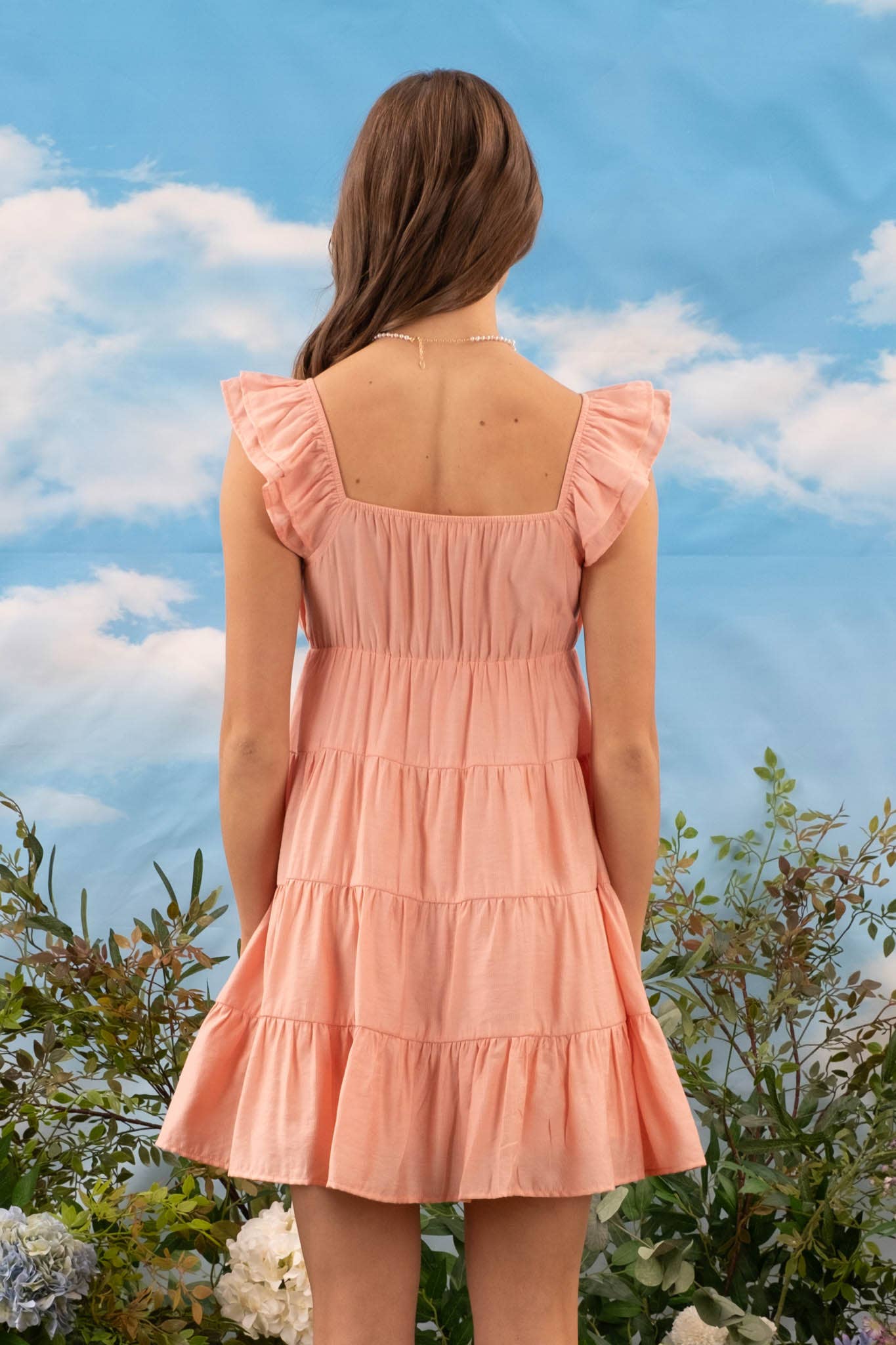 V NECK TIERED BABYDOLL MINI DRESS