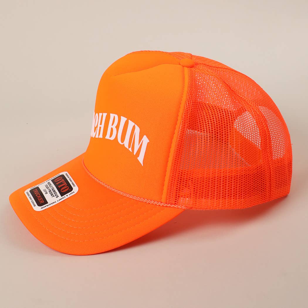 BEACH BUM Text Printed Mesh Back Trucker Hat