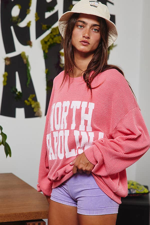 T1770-NC 'NORTH CAROLINA' Oversized Graphic Sweatshirt