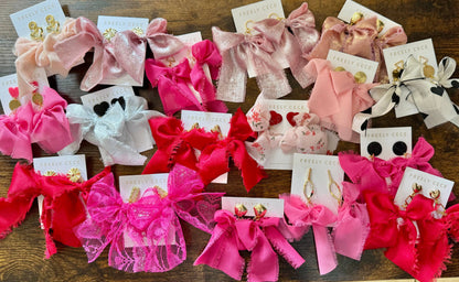 Hand Tied Ribbon Bow Earrings 