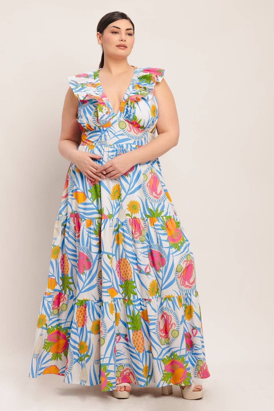 The Pineapple Palm Maxi Dress - Curvy