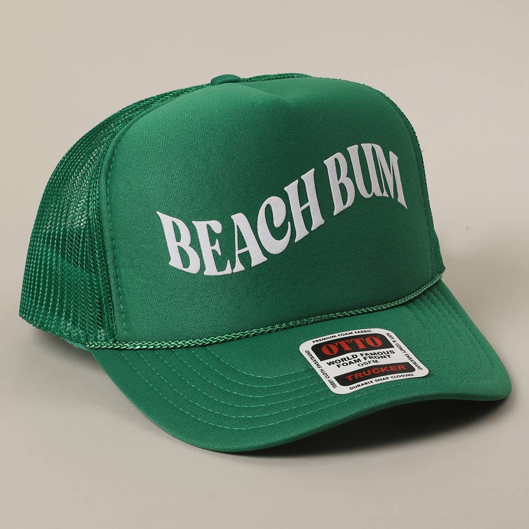 BEACH BUM Text Printed Mesh Back Trucker Hat