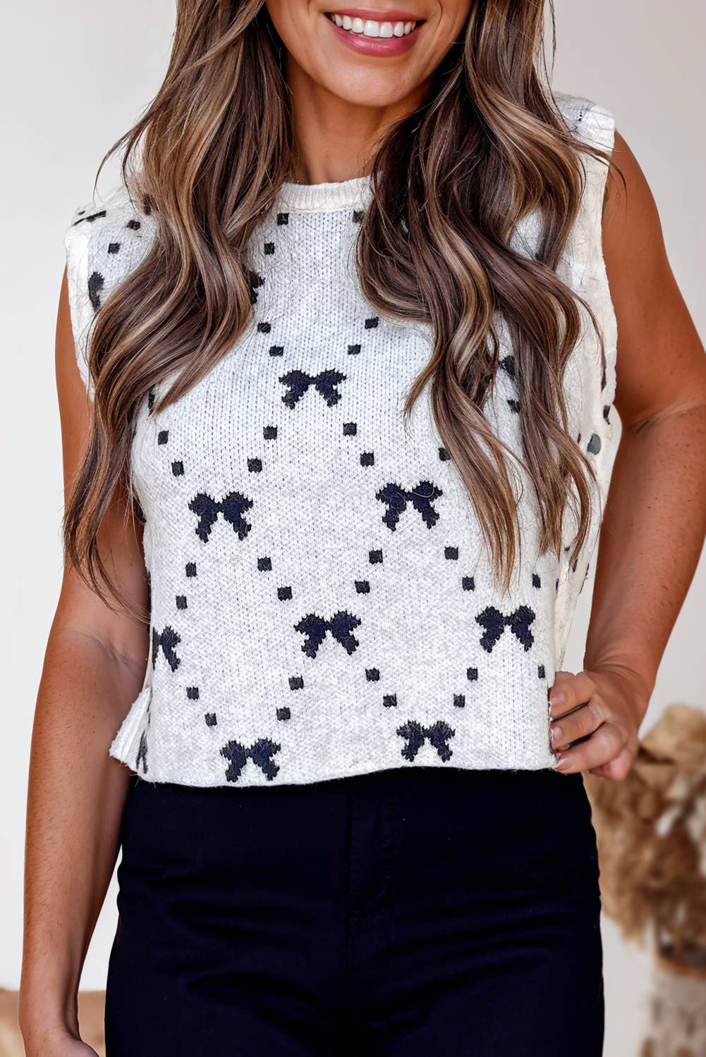 Bow Valentiine Buttoned Side Sweater Vest | S-XL