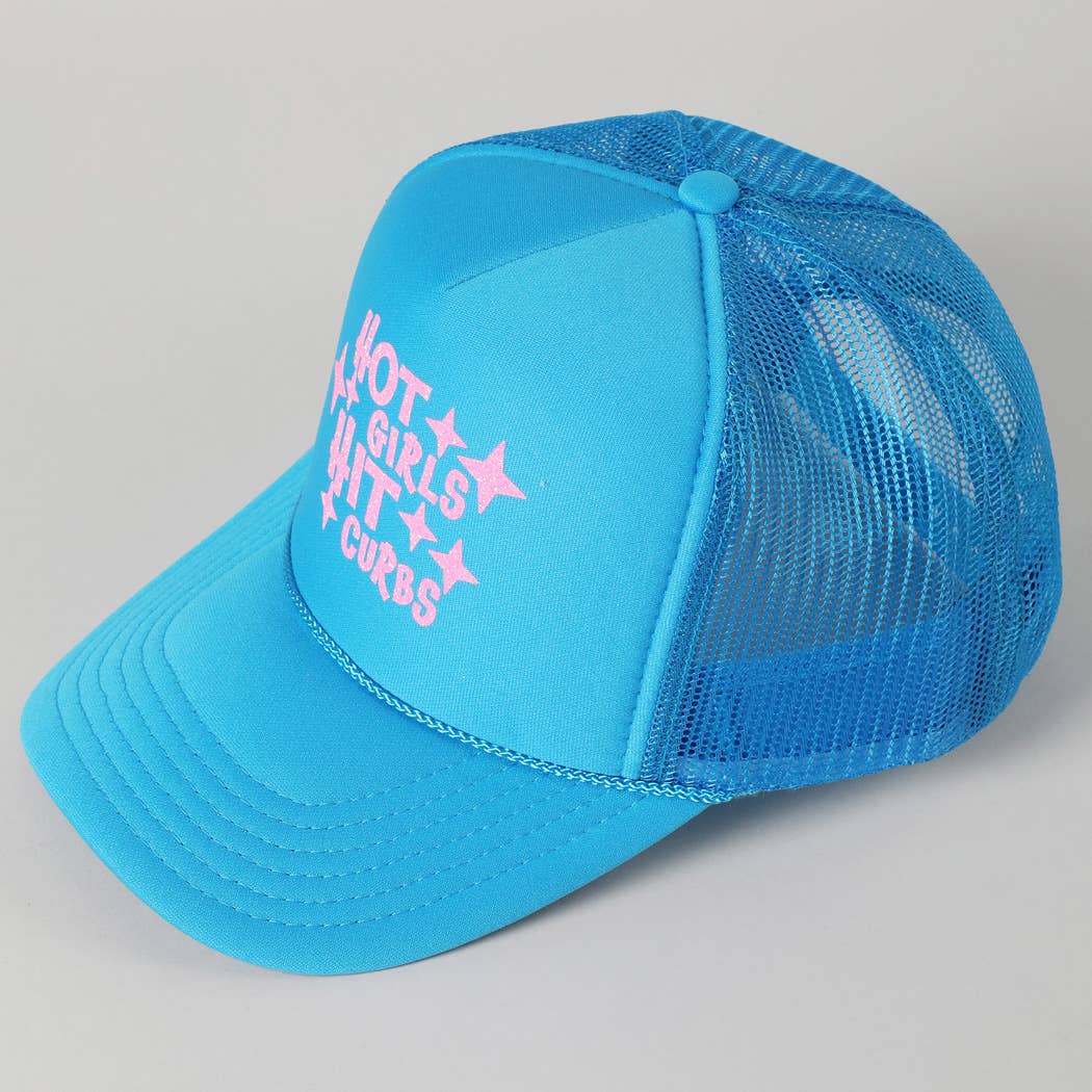 Hot Girls Hit Curbs Glitter Logo Foam Trucker Hat