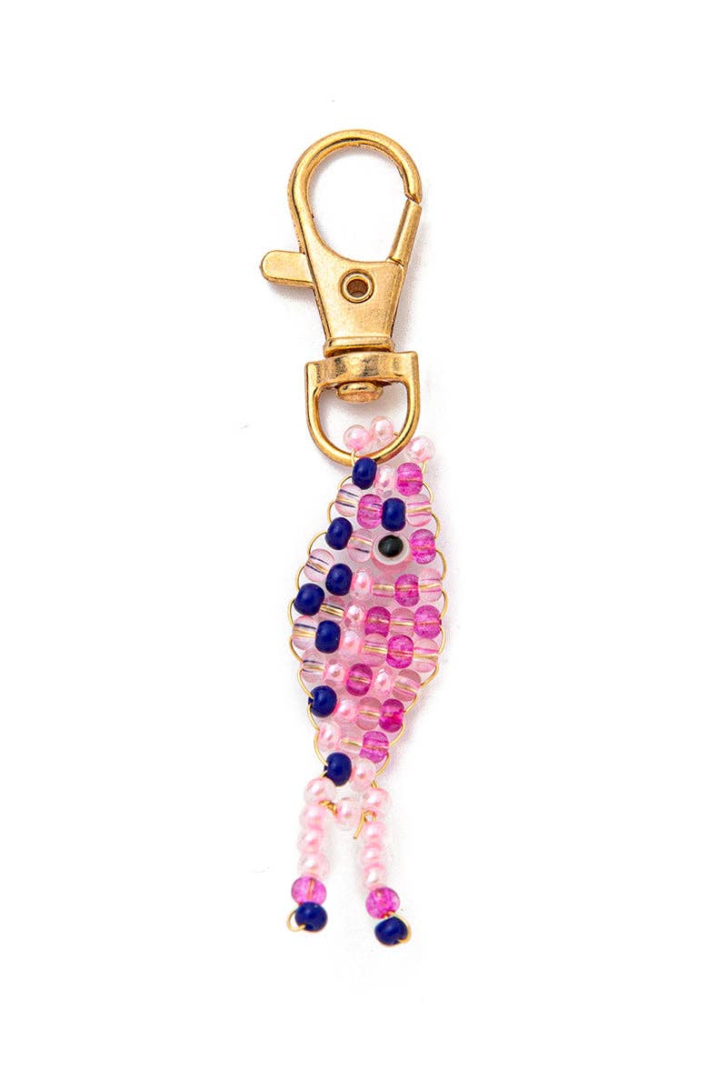 Beaded Charm Keychain with Clasp