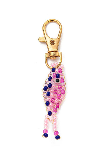 Beaded Charm Keychain with Clasp