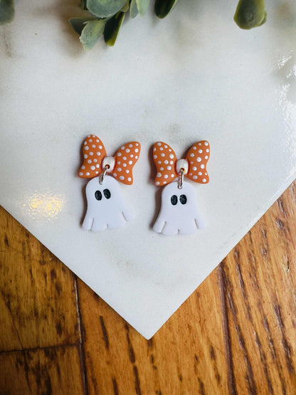 Bow Ghost Collection Jewelry Handmade Clay Earrings