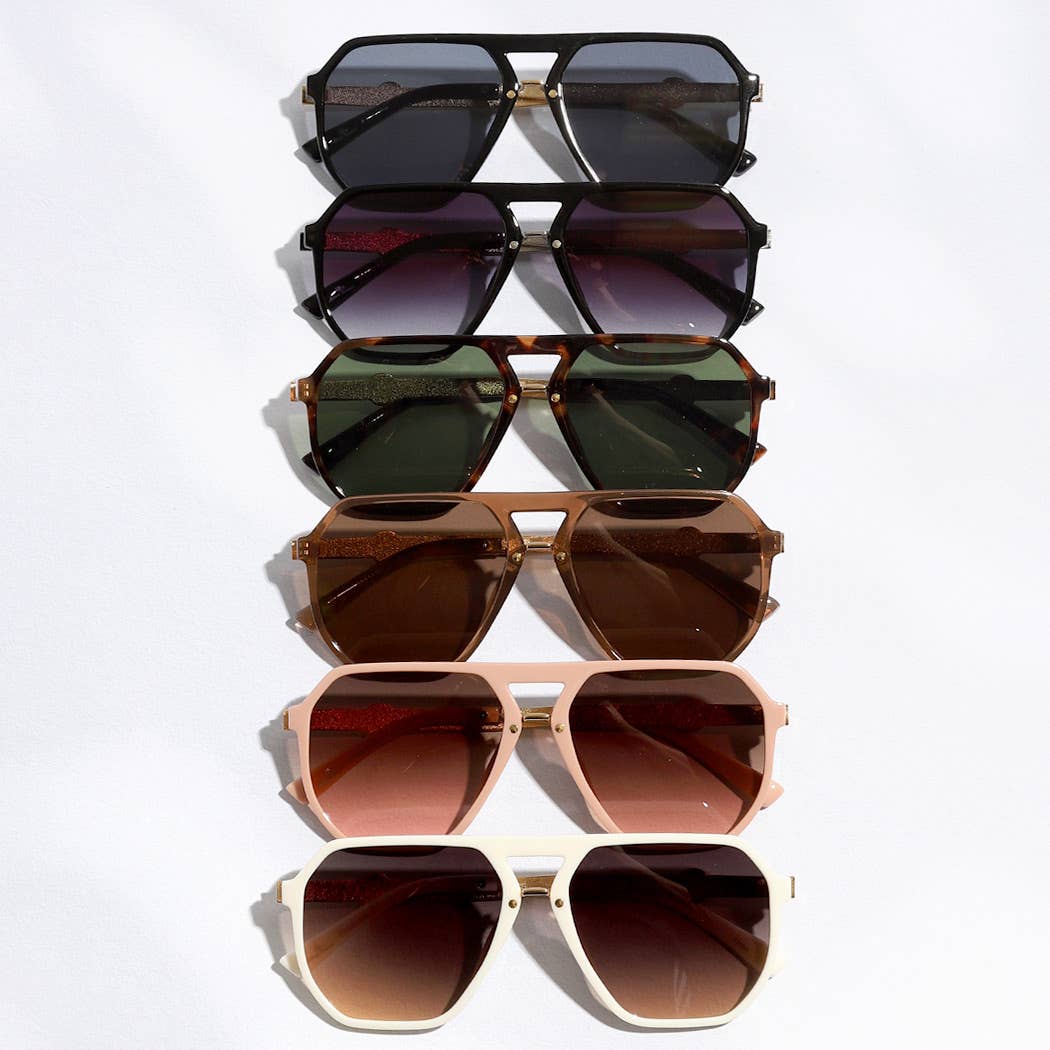 Geometric Shape Thin Frame Designed Sunglasses