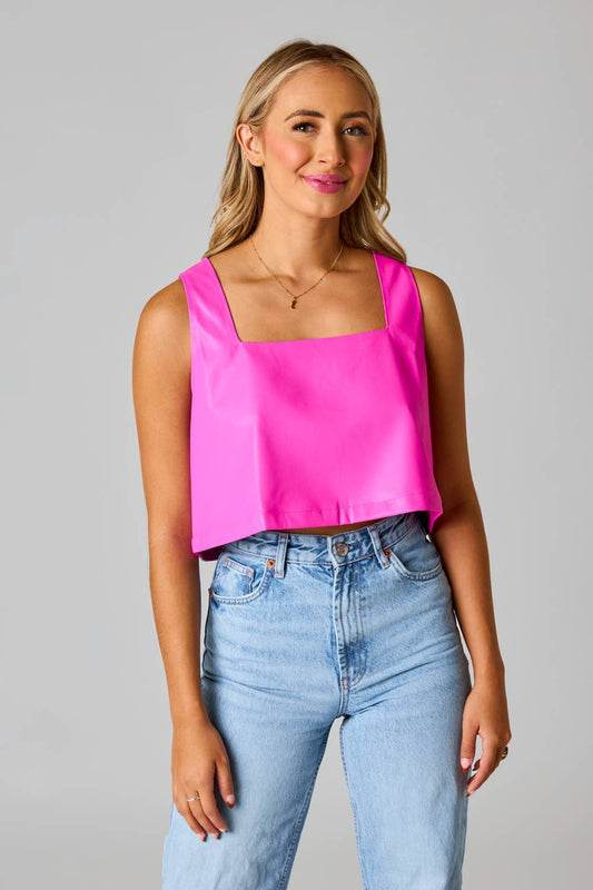 Manning Magenta Vegan Leather Top