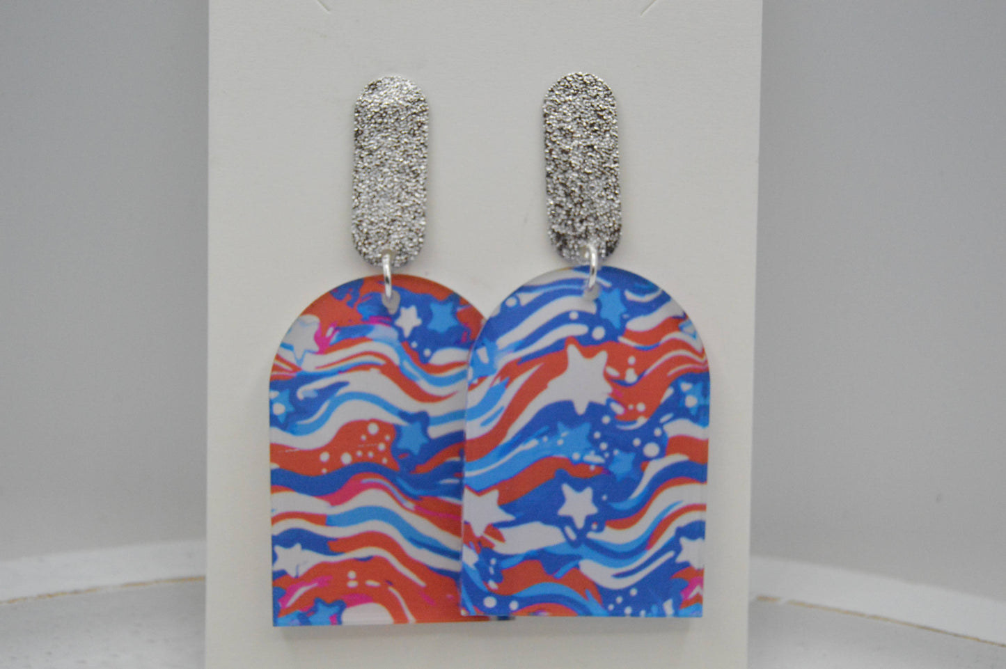 July 4th Earrings, Acrylic Earrings, Fourth of July
