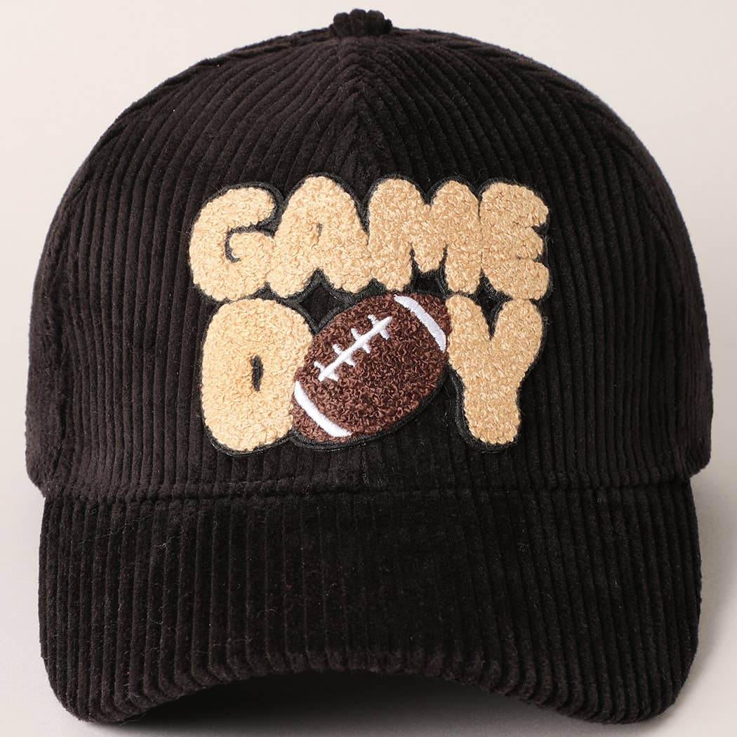 Football Game Day Chenille Patch Corduroy Cap