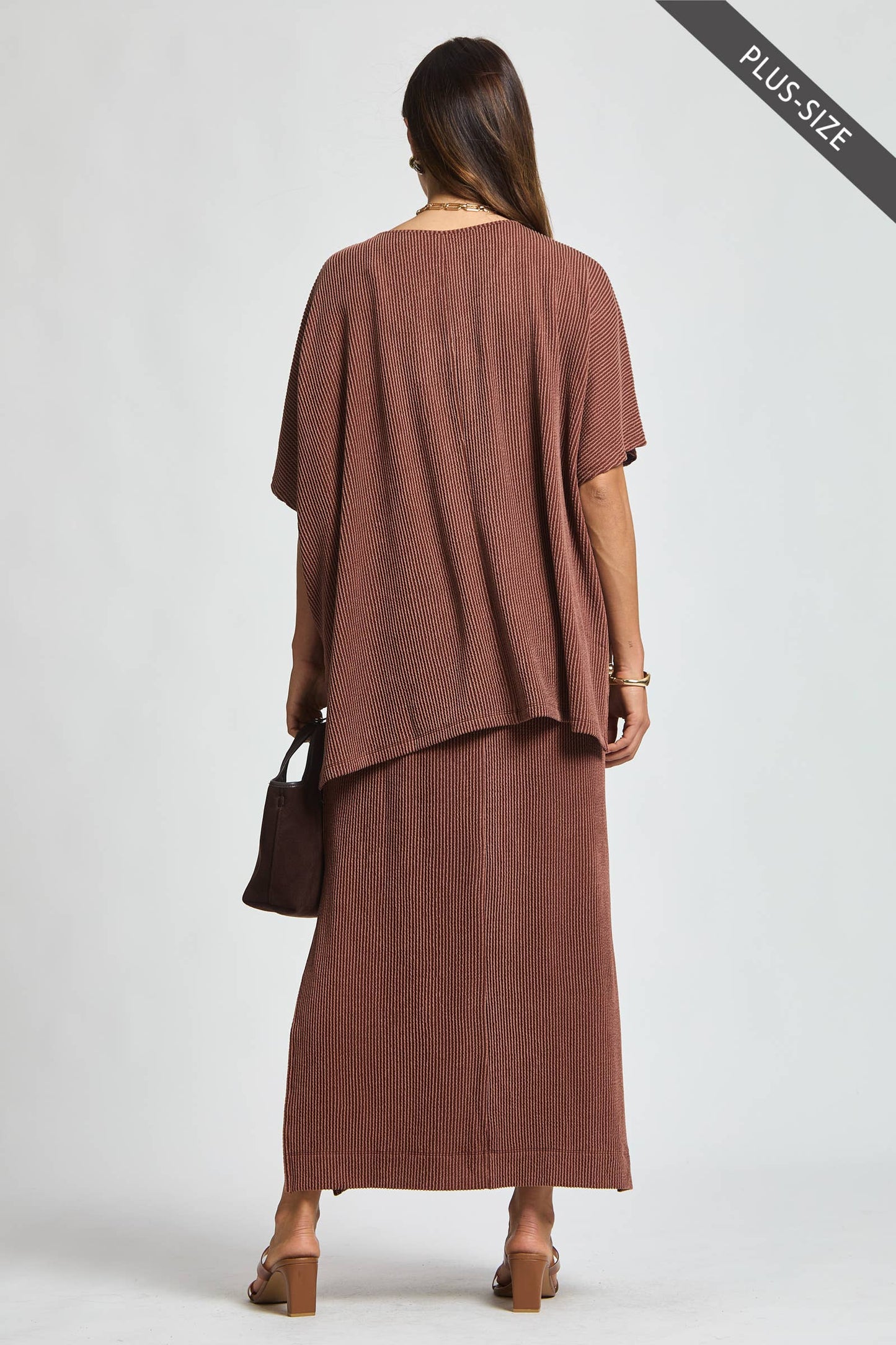 PLUS SIZE Flowy Poncho Style Top + Maxi Dress 2 Piece Set