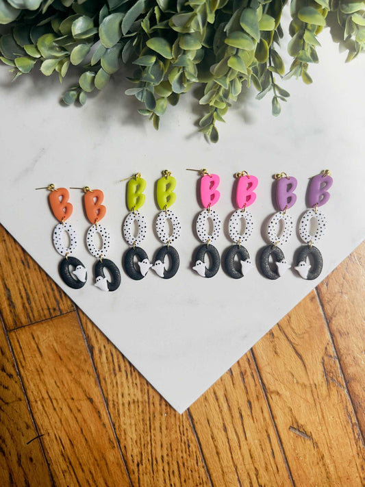 Boo Dangle Unique Handmade Halloween Clay Earrings