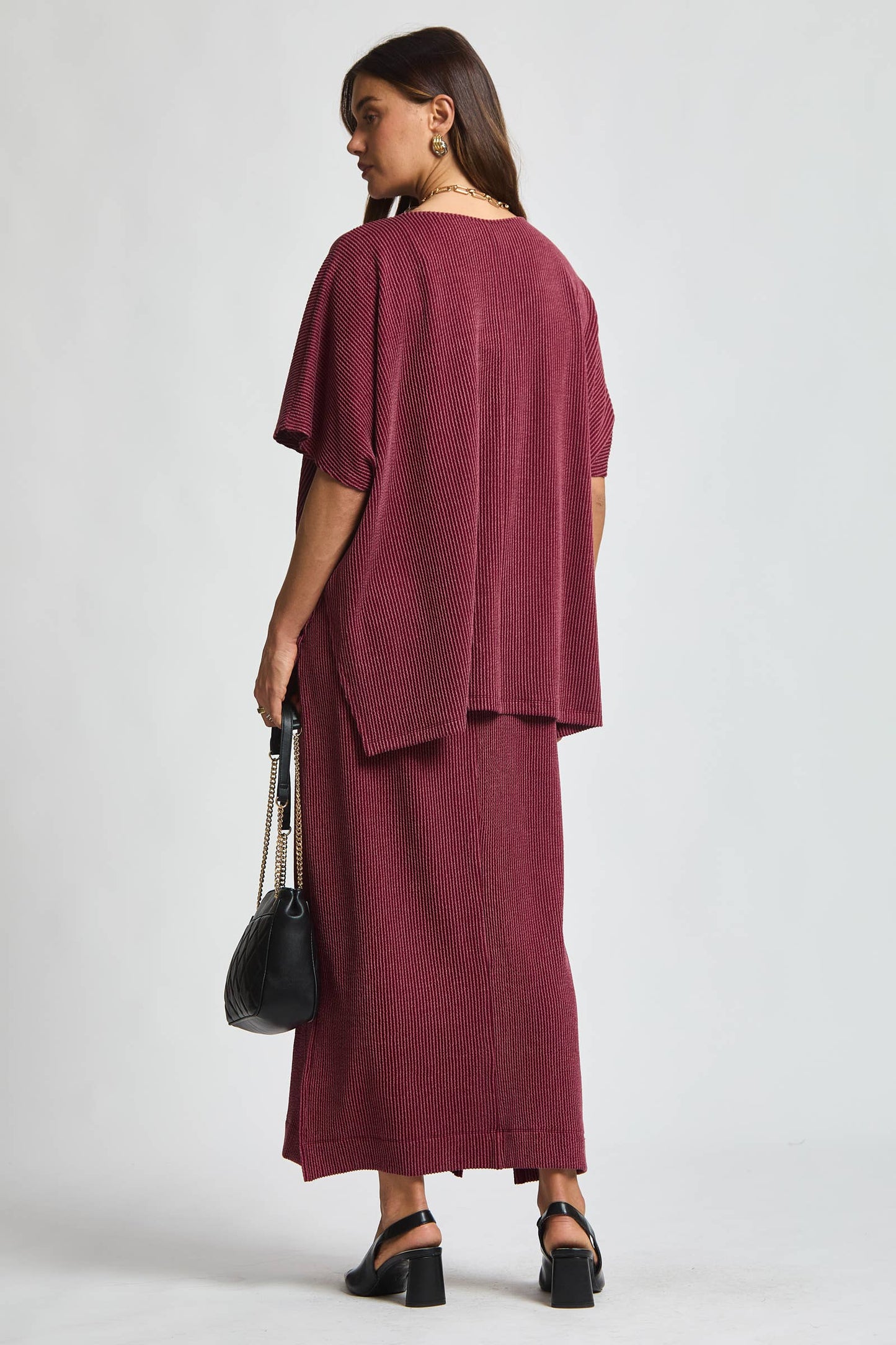 Flowy Poncho Style Top + Maxi Dress 2 Piece Set