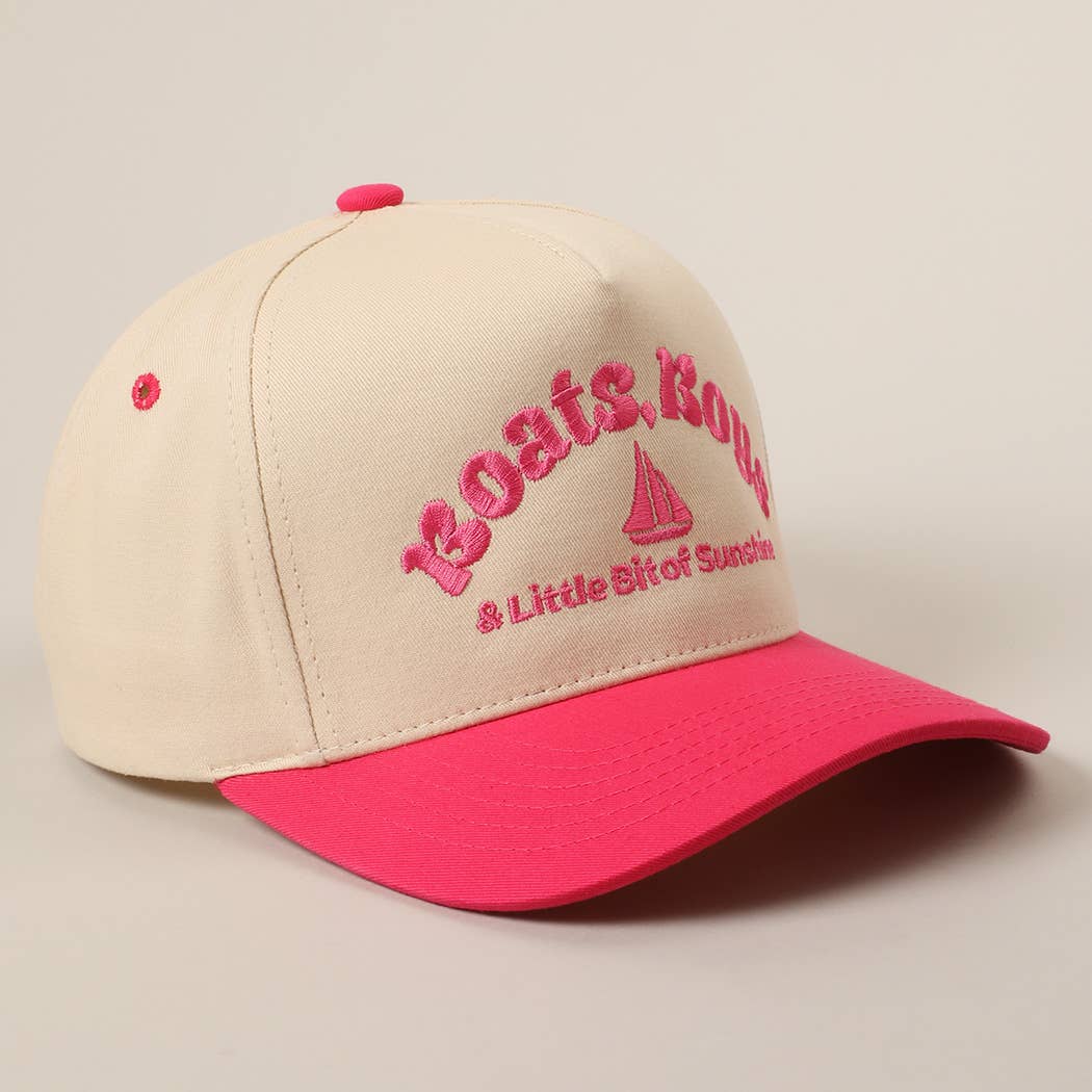 Boats, Boys Text Embroidered Two-Tone Trucker Hat