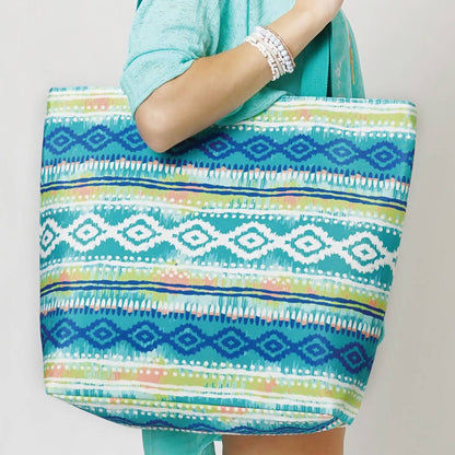 Vibrant Ikat Print Tote Bag
