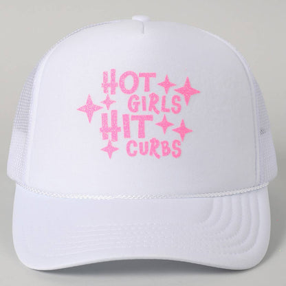 Hot Girls Hit Curbs Glitter Logo Foam Trucker Hat