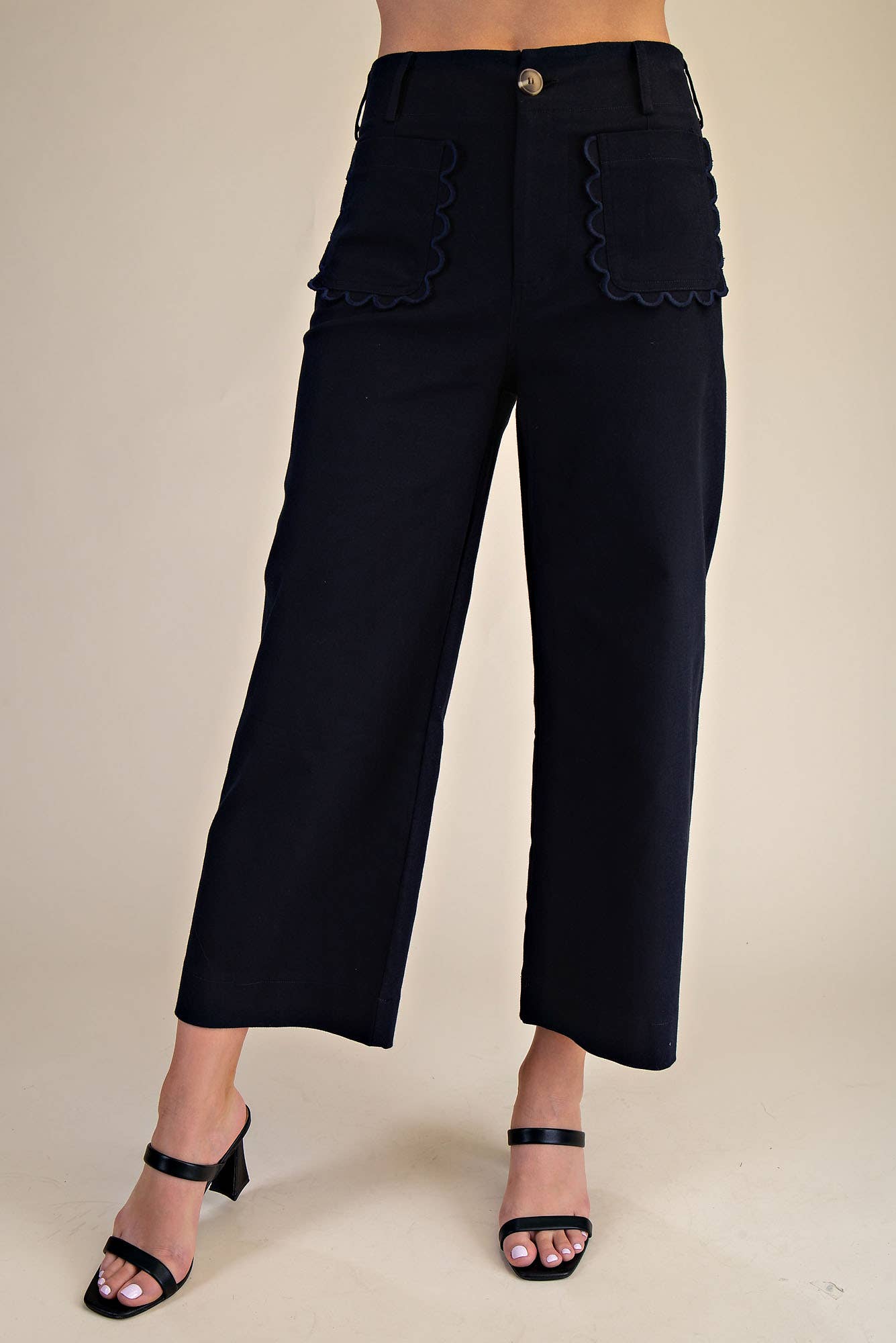Colette Wide-Leg Scallop Pocket Pants