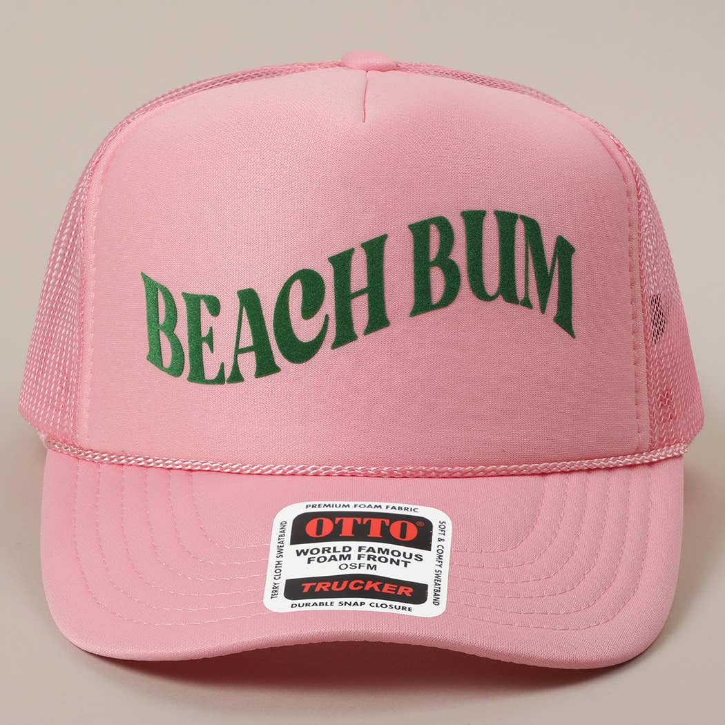 BEACH BUM Text Printed Mesh Back Trucker Hat