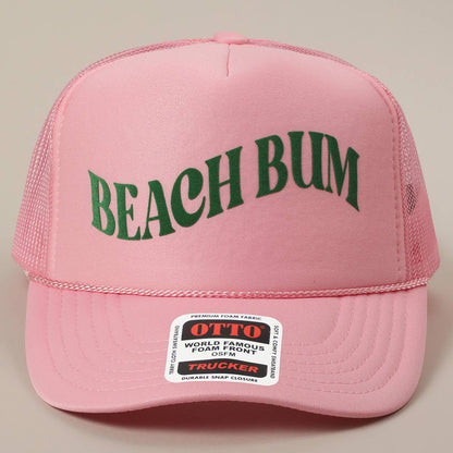 BEACH BUM Text Printed Mesh Back Trucker Hat