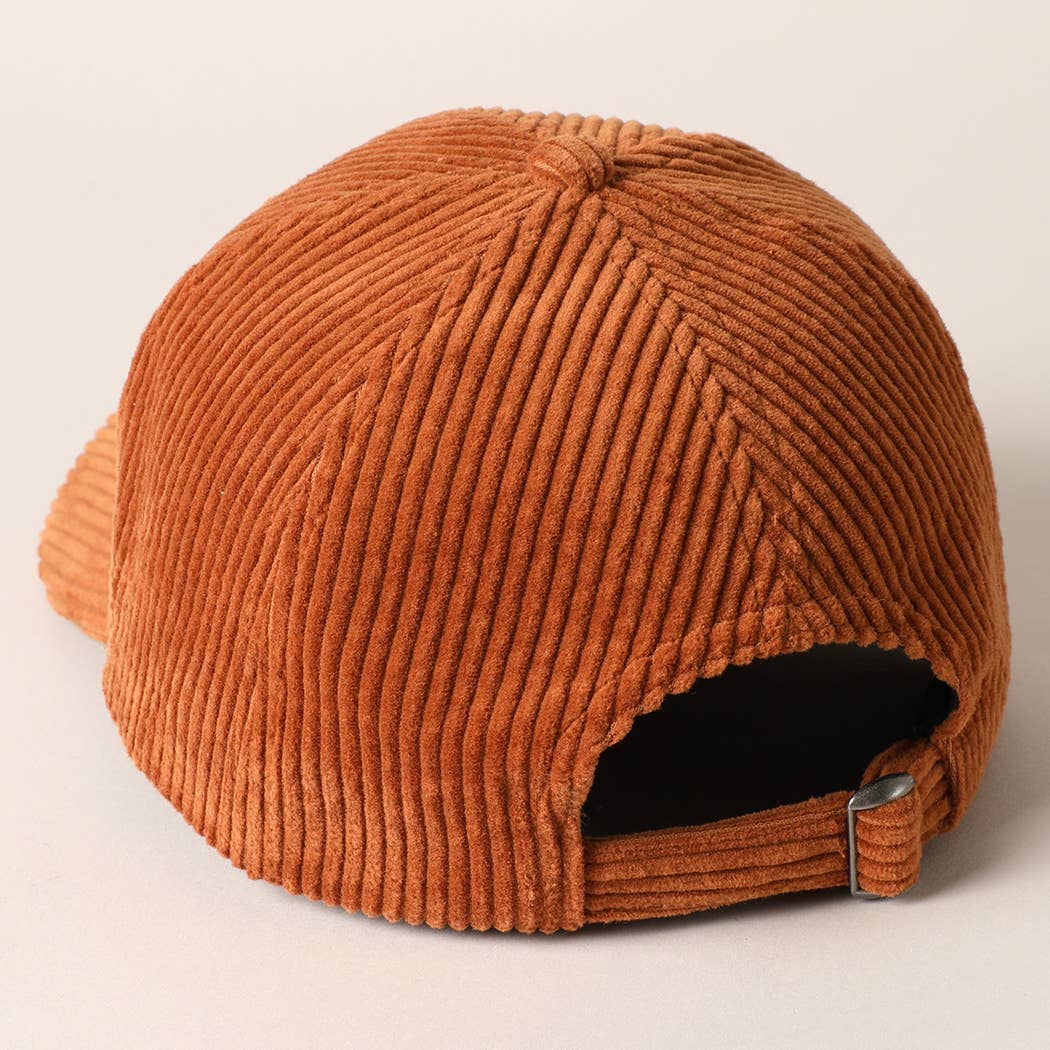 Football Game Day Chenille Patch Corduroy Cap