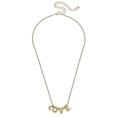 Bubble Letter Necklace in Worn Gold