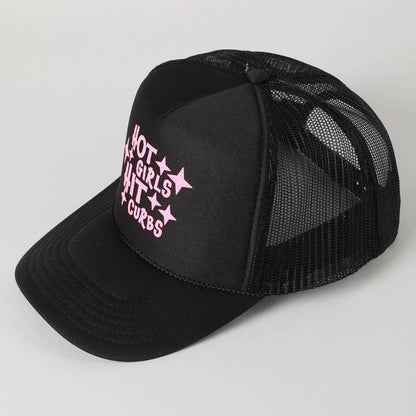 Hot Girls Hit Curbs Glitter Logo Foam Trucker Hat