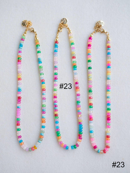 Colorful Beaded Gemstone Candy Necklace Trendy Jewelry
