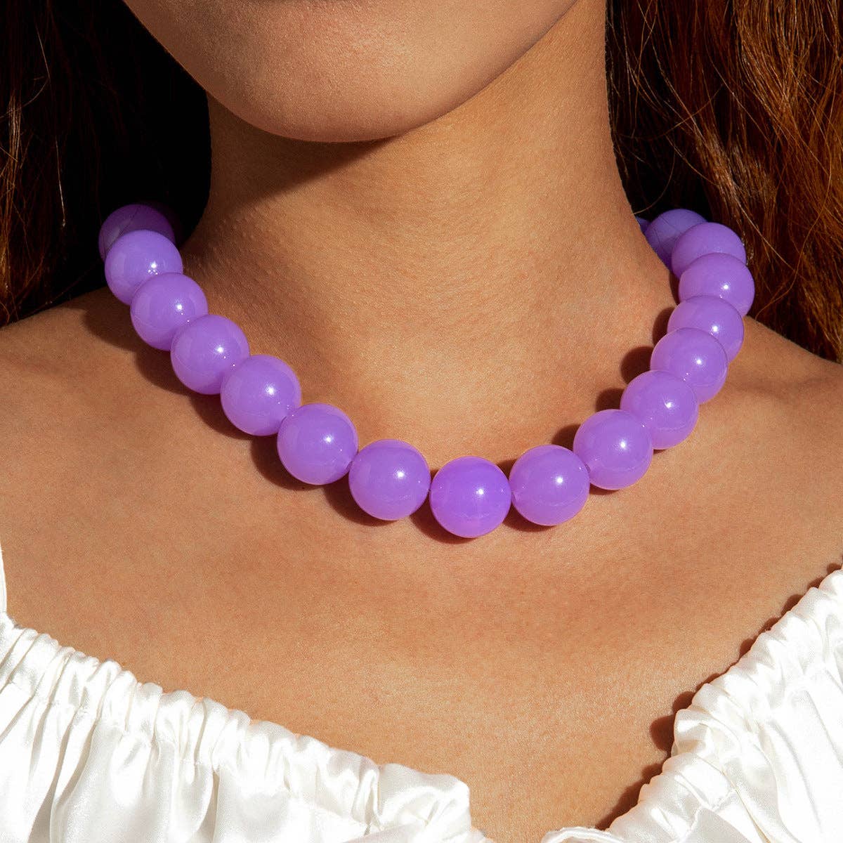 Dopamine Colorful Acrylic Beaded Necklace Trendy Sweet Style