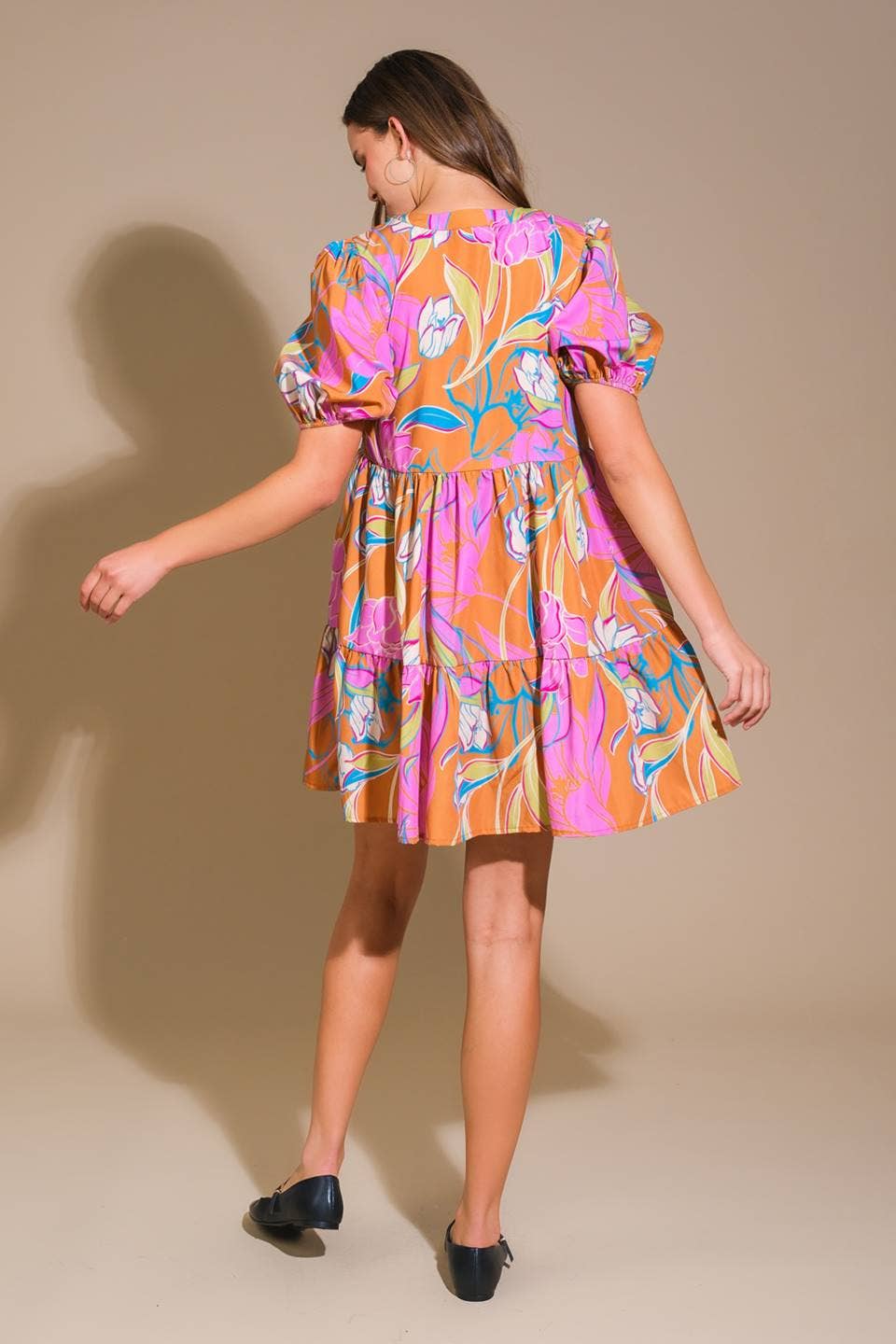 A printed woven mini dress - ID21475