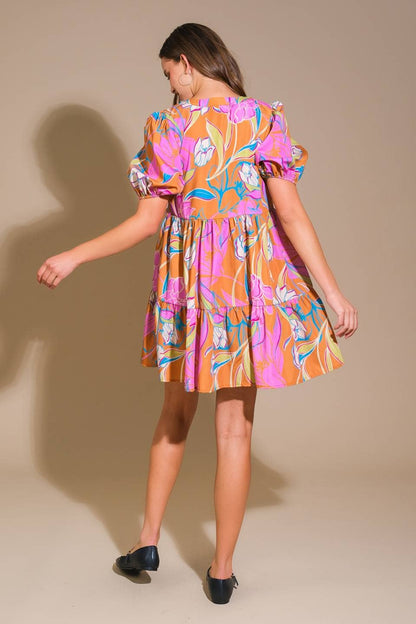A printed woven mini dress - ID21475