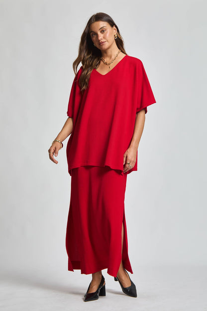 Flowy Poncho Style Top + Maxi Dress 2 Piece Set