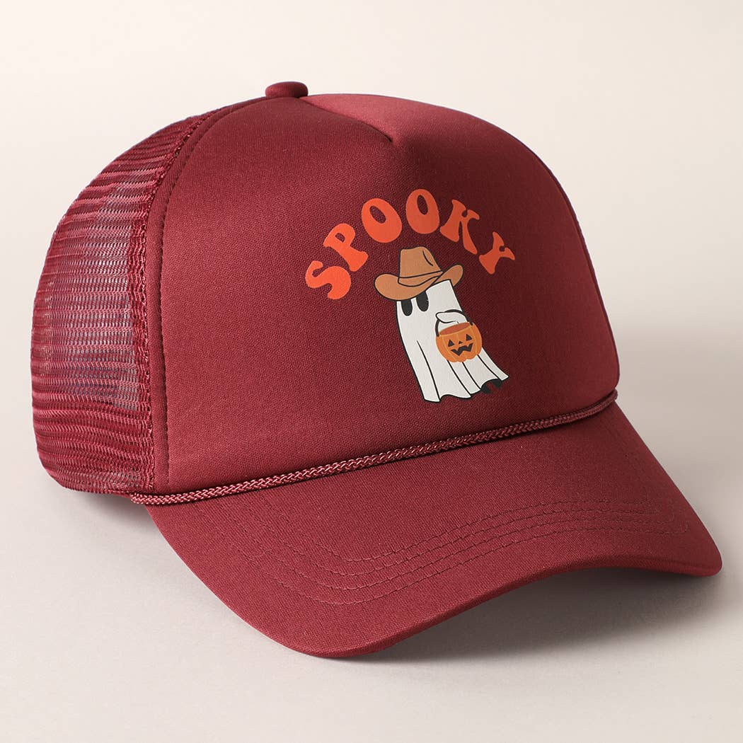 Spooky Ghost Printed Halloween Trucker Hat