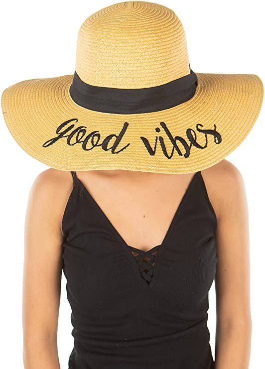 Messy Bun Sun Hat - Good Vibes