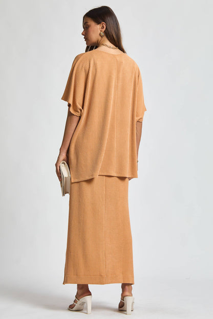 Flowy Poncho Style Top + Maxi Dress 2 Piece Set