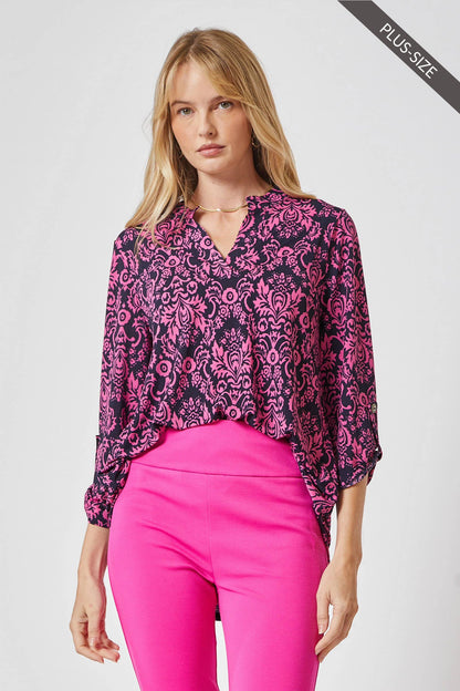 PLUS SIZE 3/4 Sleeve LIZZY MEDALLION Wrinkle Free Blouse
