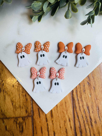 Bow Ghost Collection Jewelry Handmade Clay Earrings