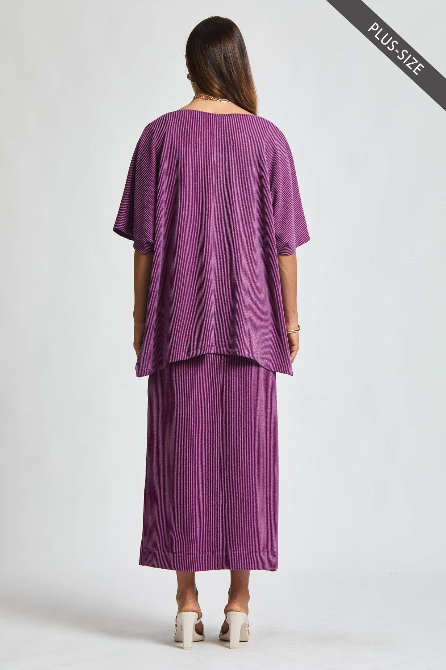 PLUS SIZE Flowy Poncho Style Top + Maxi Dress 2 Piece Set