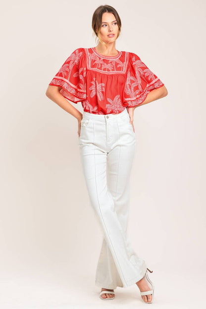 Red Palms Top
