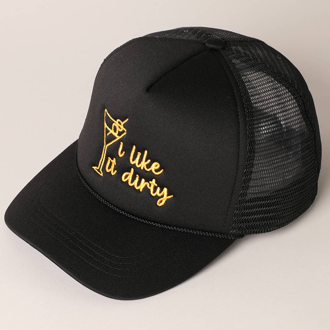 Cocktail Texts Embroidery Mesh Back Trucker Hat