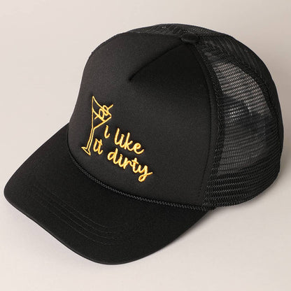 Cocktail Texts Embroidery Mesh Back Trucker Hat